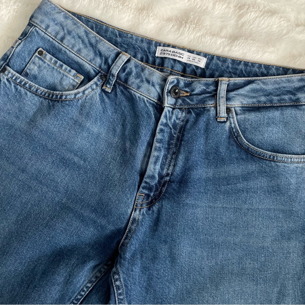 Zara Basic Z1975 Denim Sequin Patch Work Jeans Si… - image 5